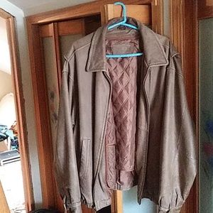 tan leather jacket